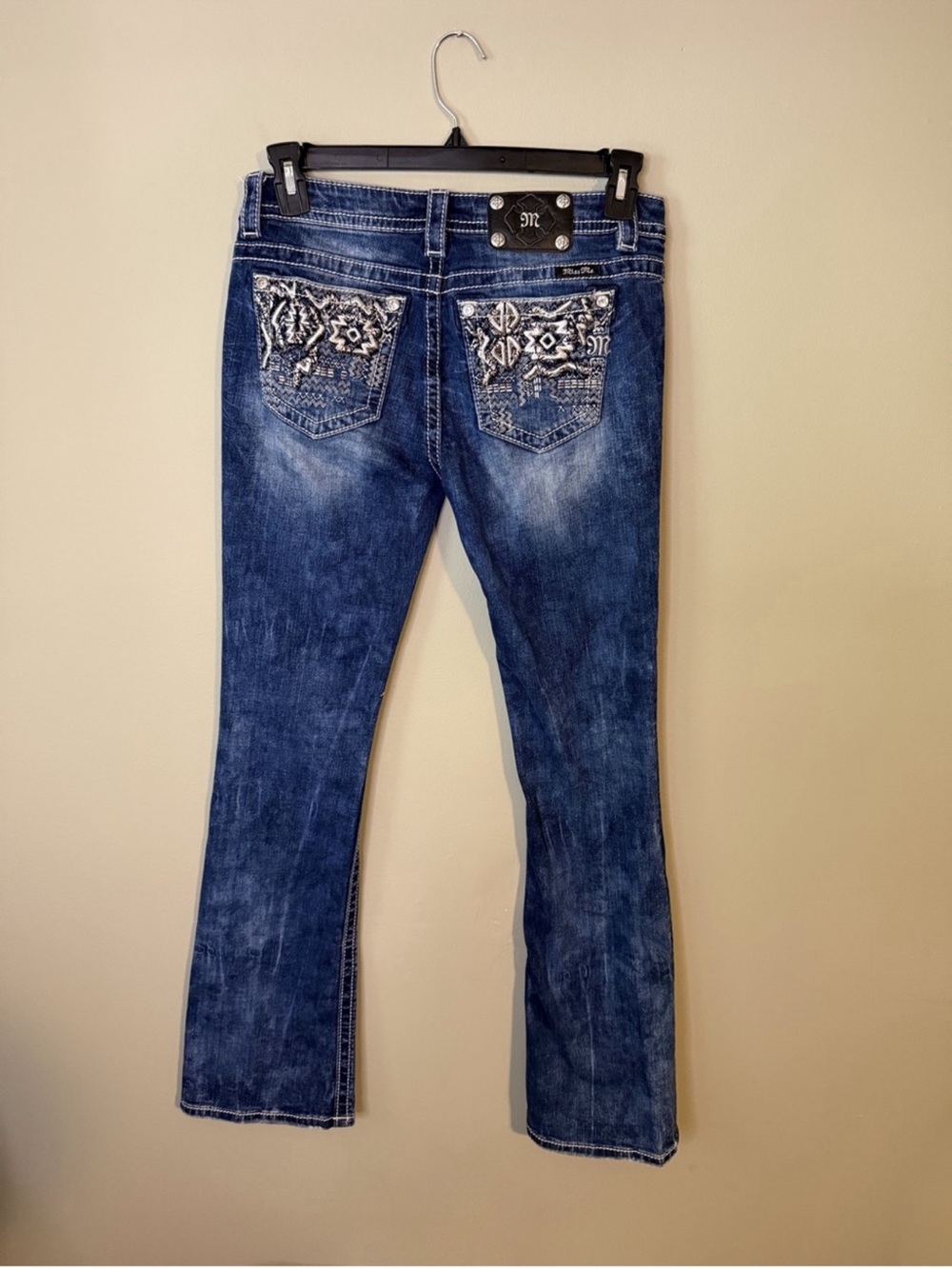 Gorgeous Y2K Miss Me Signature Boot Jeans With Embellished Pockets 34” Inseam